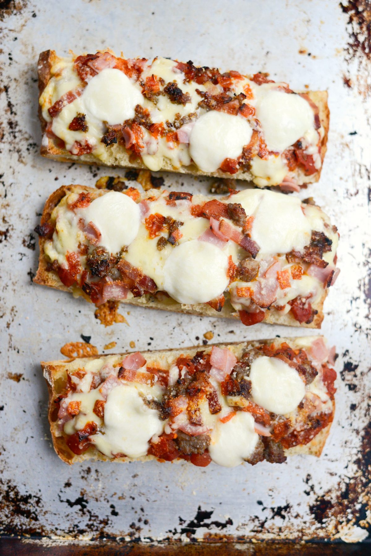 Meat Lovers Ciabatta Pizzas with Mozz Bombs - Simply Scratch