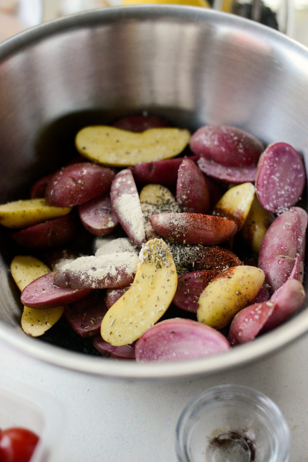 season fingerling potato halves