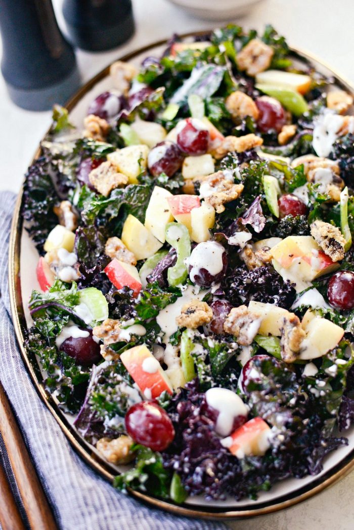 Waldorf Salad with Kale and Candied Walnuts l SimplyScratch.com #waldorf #salad #kale