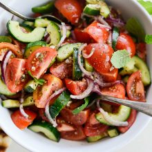 Cucumber Tomato Salad l SimplyScratch.com #cucumber #tomato #salad #lemon #vinaigrette