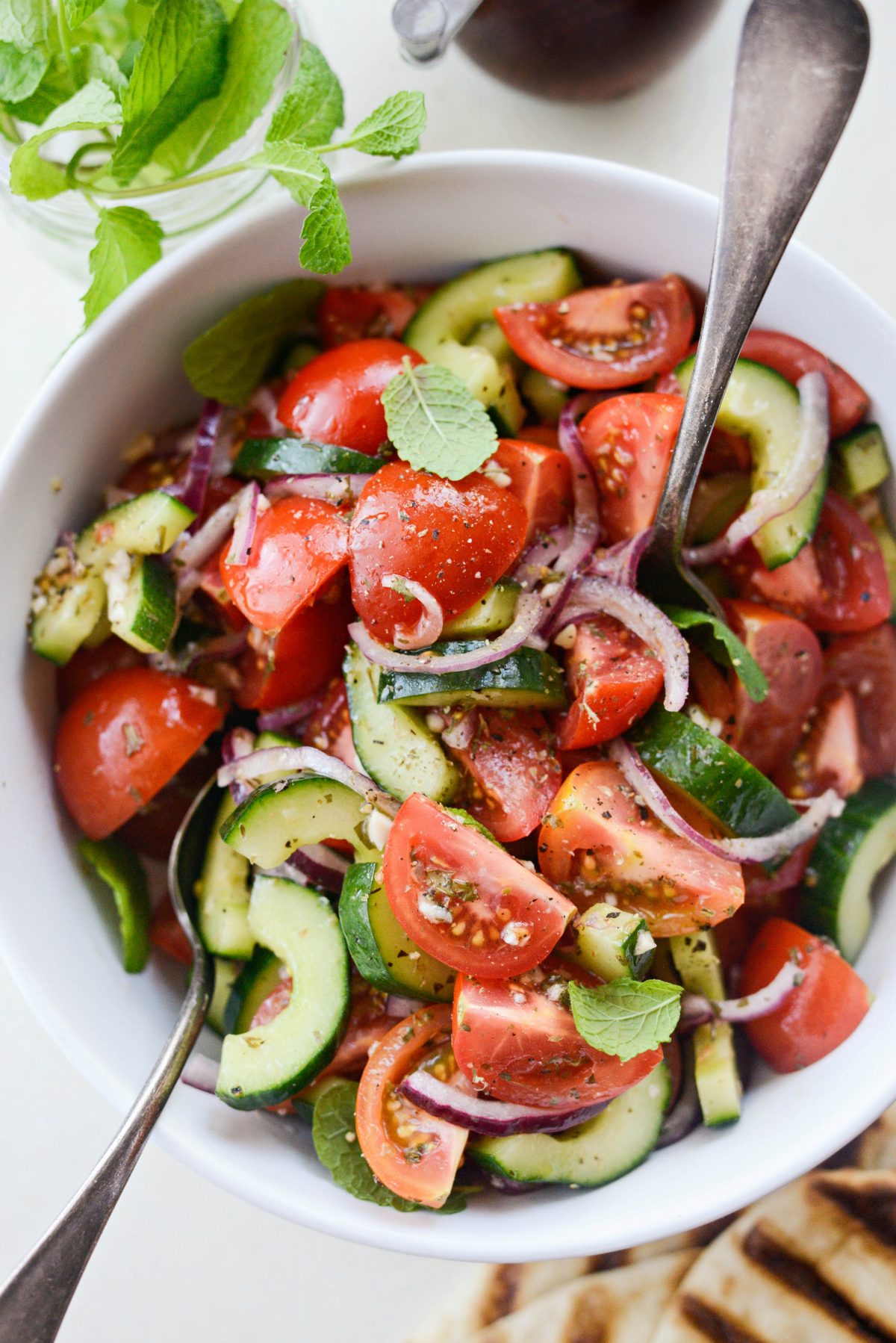 Cucumber Tomato Salad l SimplyScratch.com #cucumber #tomato #salad #lemon #vinaigrette