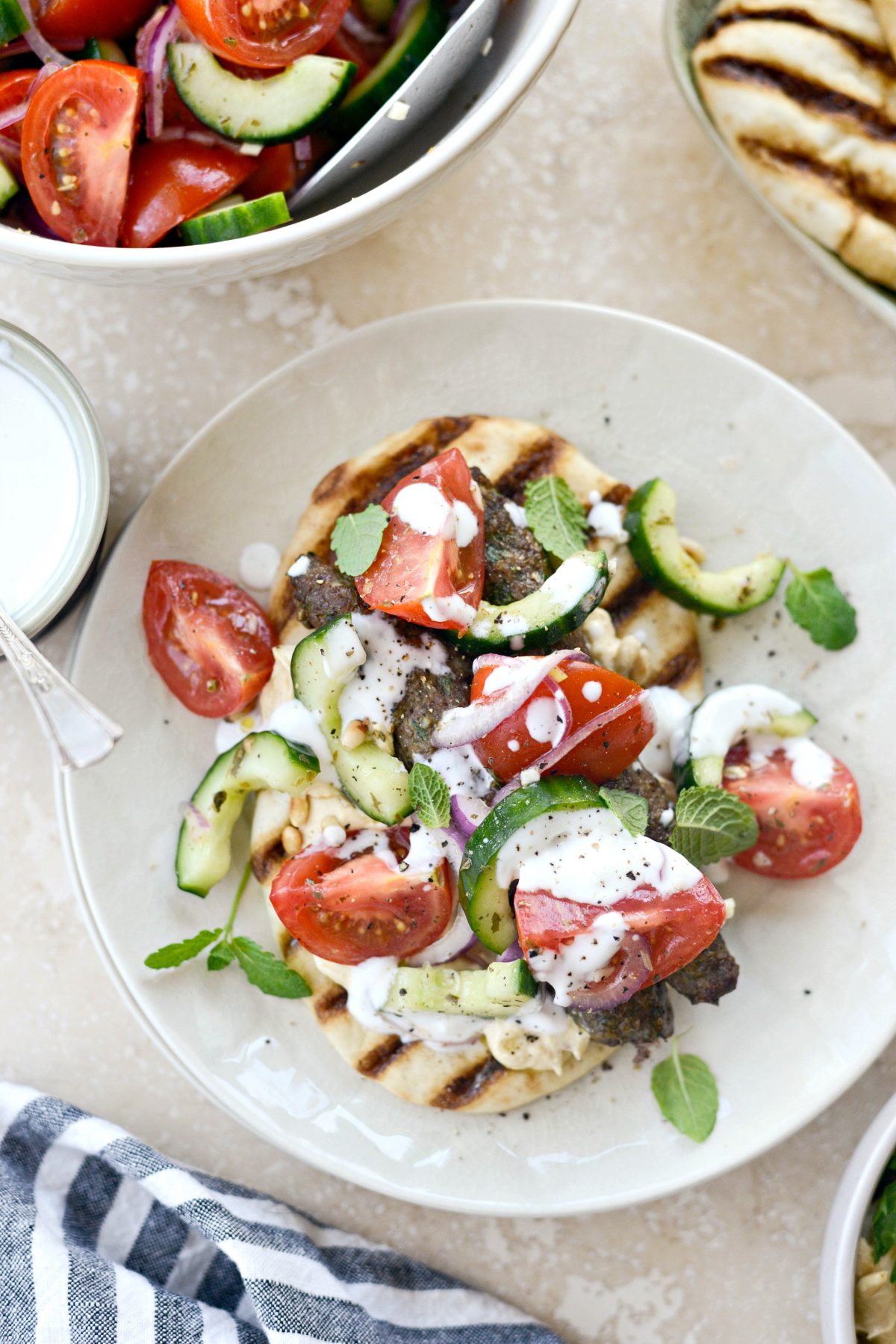 Lamb Kofta Open-Faced Pita l SimplyScratch.com #lamb #kofta #kafta #pita #sandwich