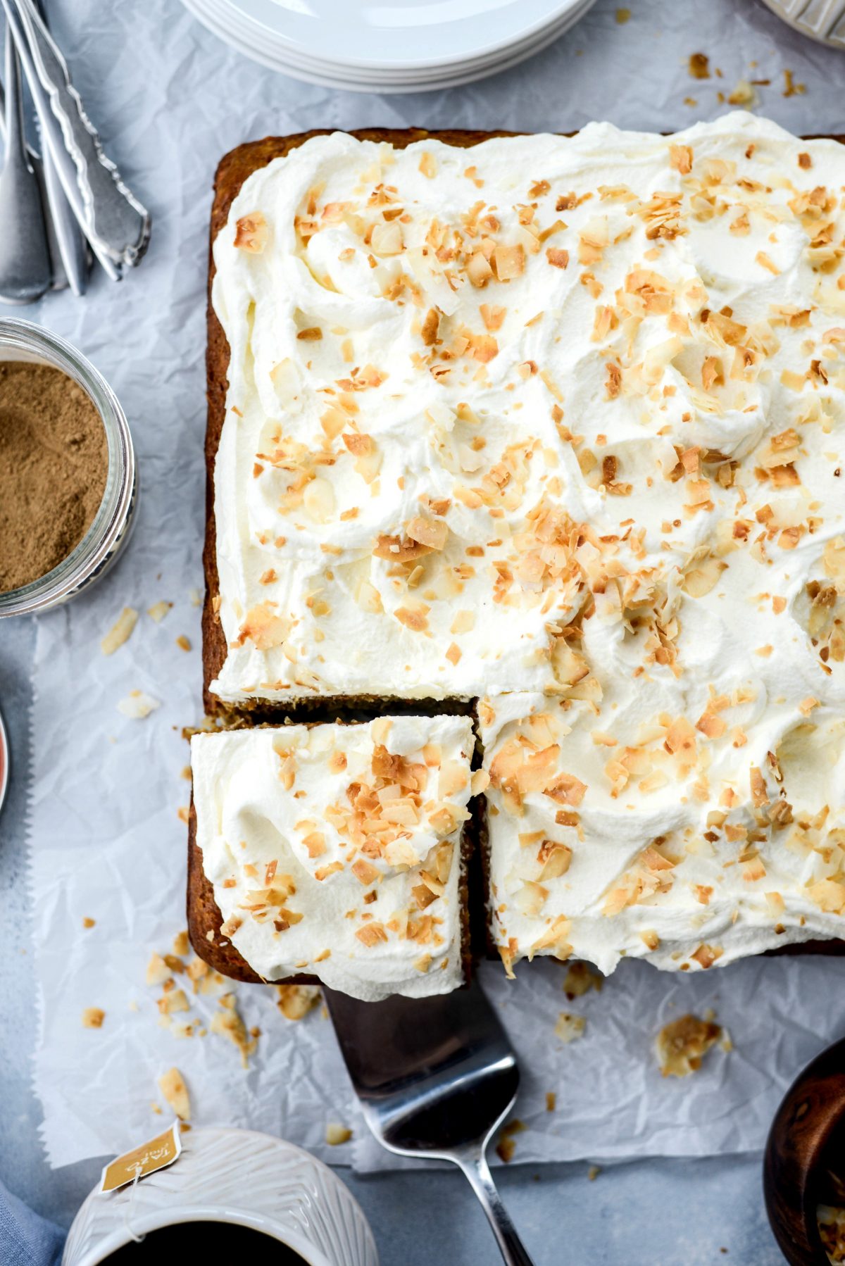 Toasted Coconut Chai Carrot Cake with Mascarpone Frosting l SimplyScratch