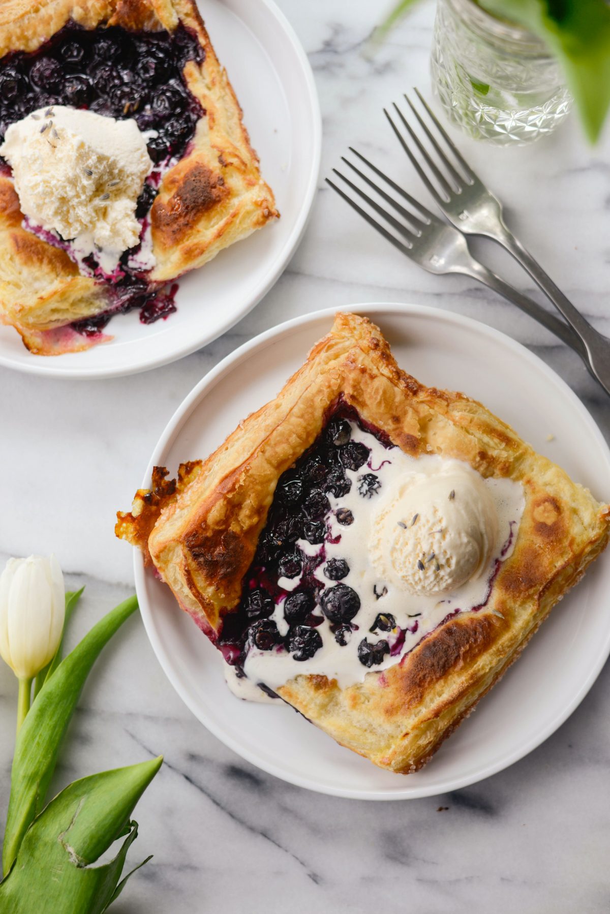 Blueberry Lavender Pastry Pies l SimplyScratch.com #blueberry #lavender #puffpastry #pies #dessert