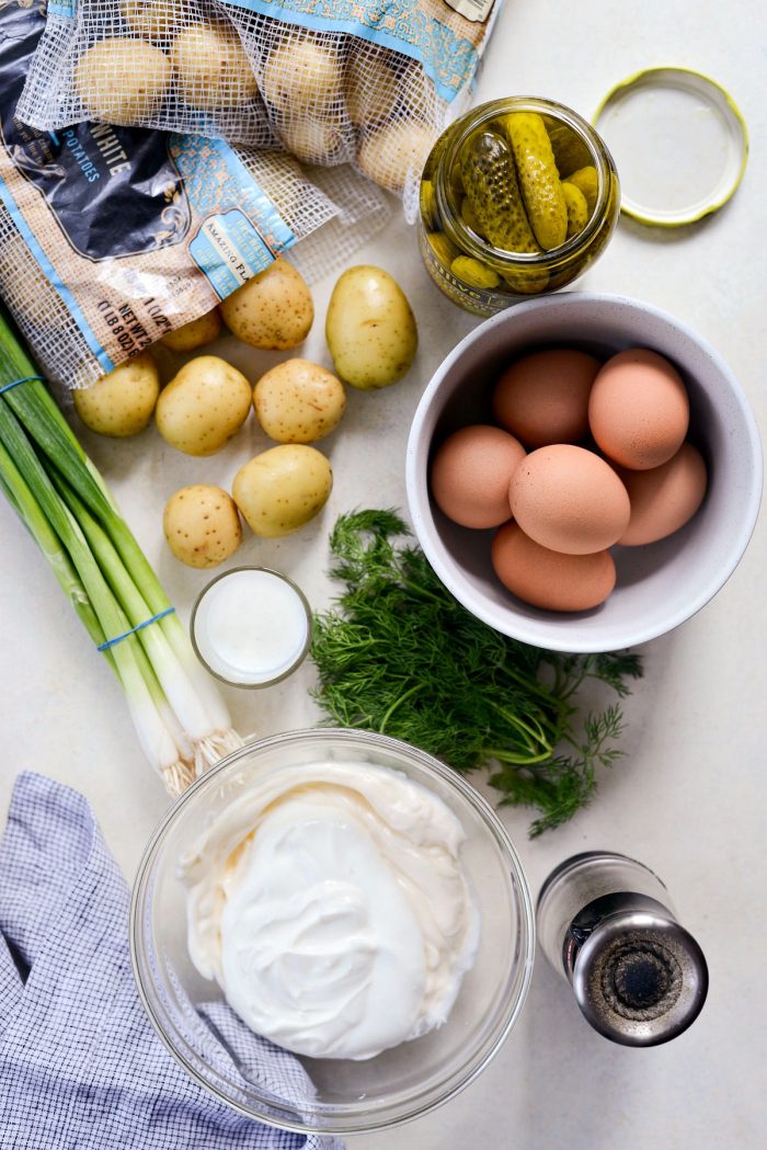 Dill Pickle Potato Salad l SimplyScratch.com #potato #salad #dillpickle #potluck #cookout 