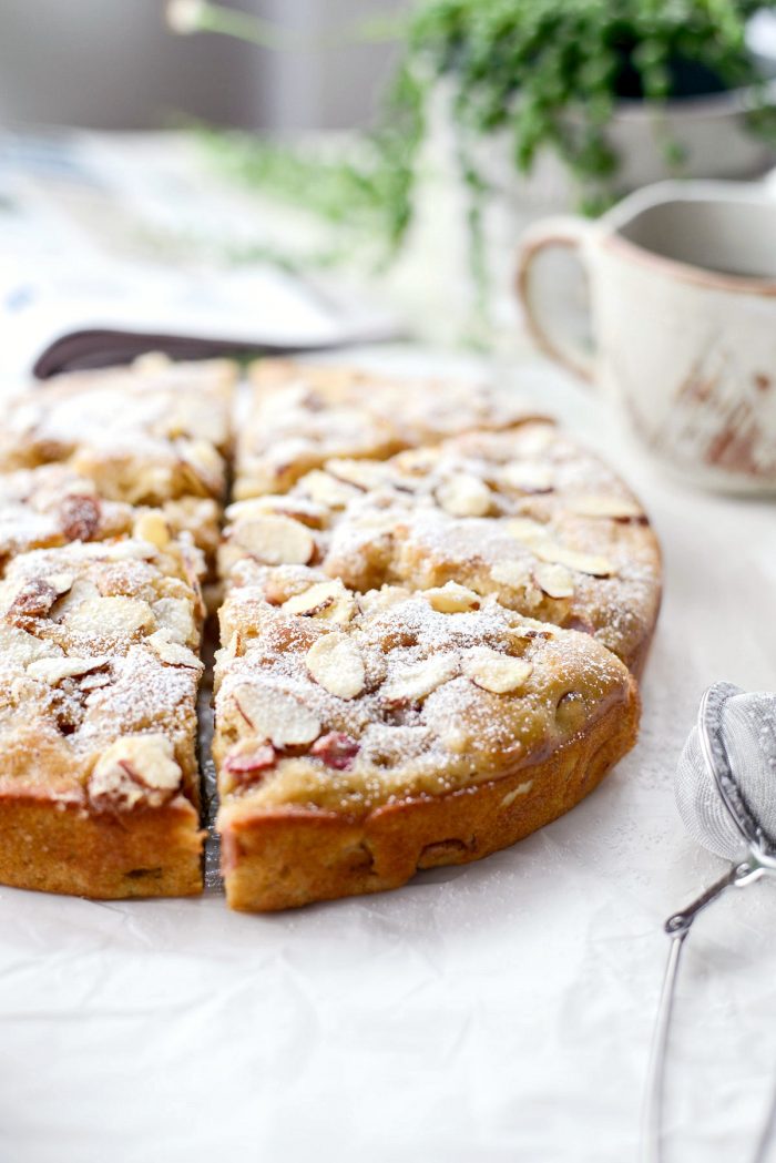 Rhubarb Almond Cake l SimplyScratch.com #rhubarb #almond #cake #summer #dessert #homemade