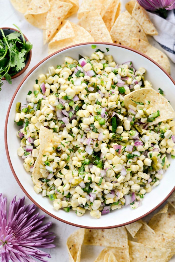 Chipotle 's Sweet Corn Salsa l SimplyScratch.com #chipotle #cornsalsa #poblano #sweetcorn #copycat #salsa #recipe