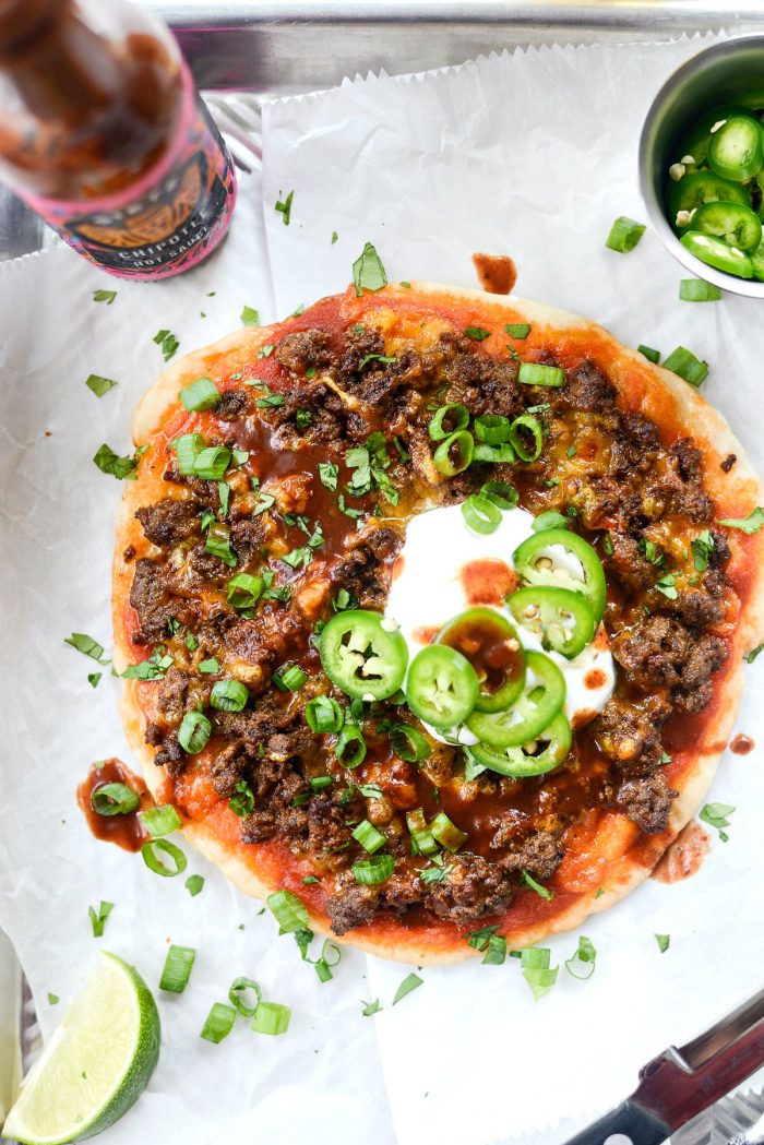 Fiestadas l SimplyScratch.com #lunchroom #copycat #mexicanpizza #fiestadas #fromscratch #homemade #tacopizza #beef #easy