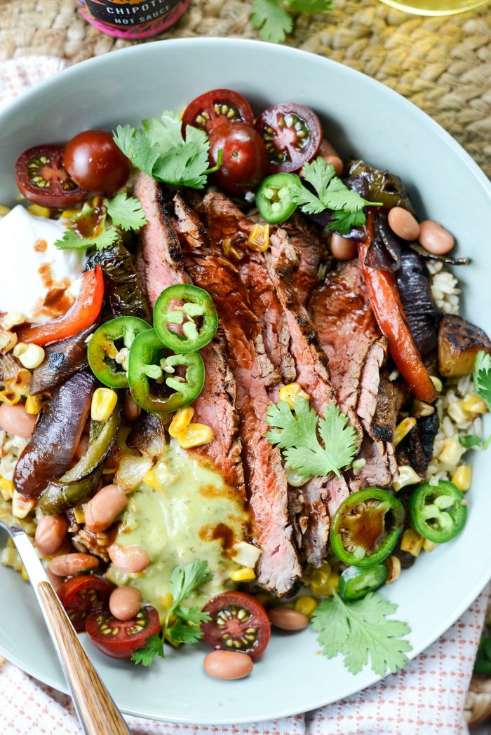 Grilled Chipotle Steak Fajita Rice Bowl l SimplyScratch.com #chipotle #grilledsteak #grilled #steak #fajita #rice #bowl #dinner #easy #recipe