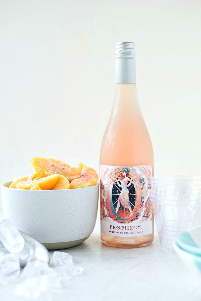 Peach Frosé l SimplyScratch.com #peach #rosé #frosé #summer #adultbeverage #drink #wine #slushie