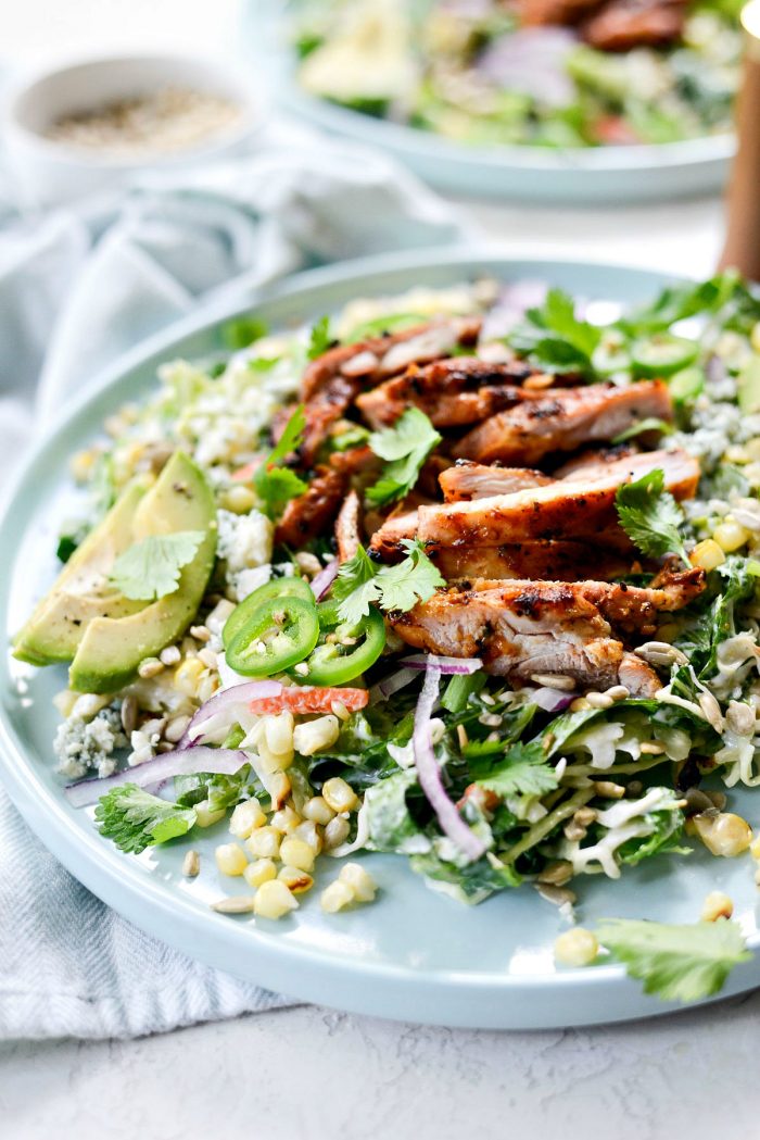 Summer Coleslaw BBQ Chicken Salad l SimplyScratch.com #summer #bbq #chicken #salad #coleslaw #cabbage