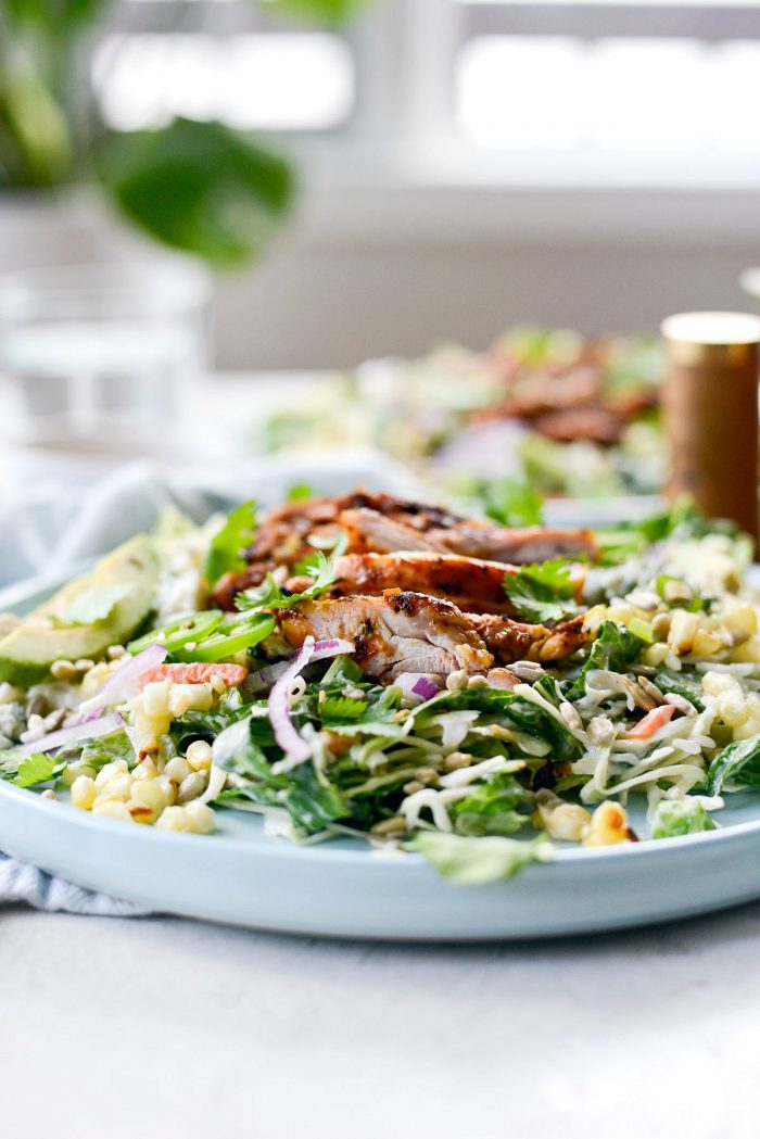 Summer Coleslaw BBQ Chicken Salad l SimplyScratch.com #summer #bbq #chicken #salad #coleslaw #cabbage