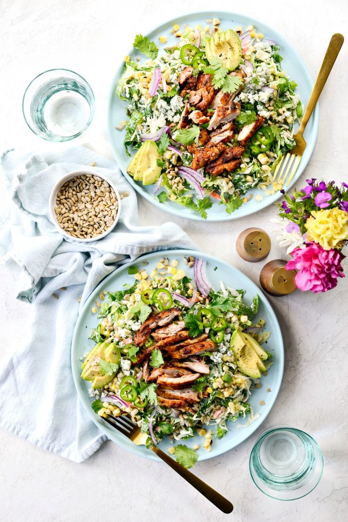 Summer Coleslaw BBQ Chicken Salad l SimplyScratch.com #summer #bbq #chicken #salad #coleslaw #cabbage