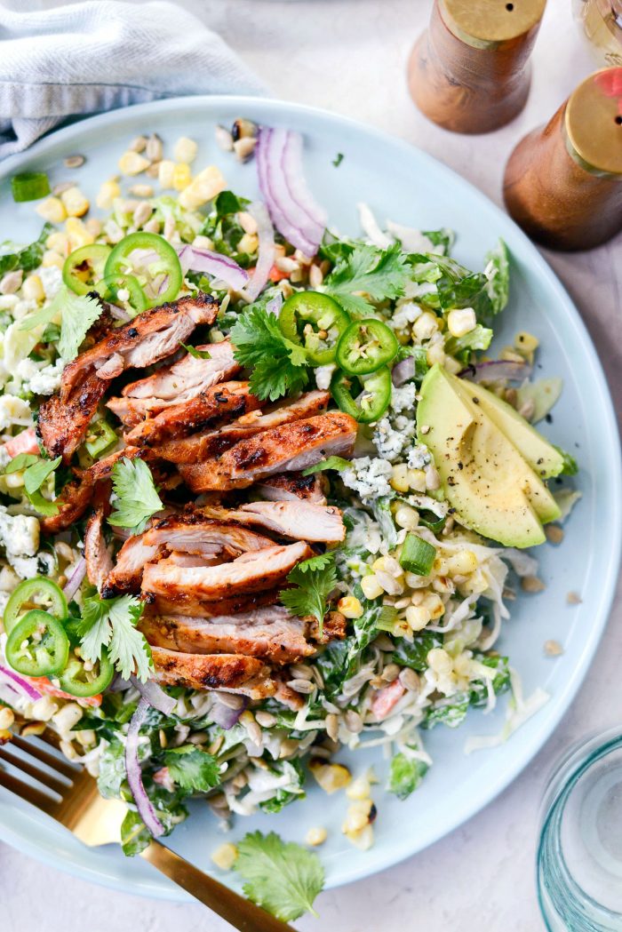 Summer Coleslaw BBQ Chicken Salad l SimplyScratch.com #summer #bbq #chicken #salad #coleslaw #cabbage