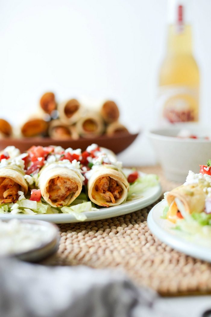 Air Fryer Salsa Chicken Taquitos l SimplyScratch.com #chicken #salsa #airfryer #recipe #toquitos #airfried #easy #dinner