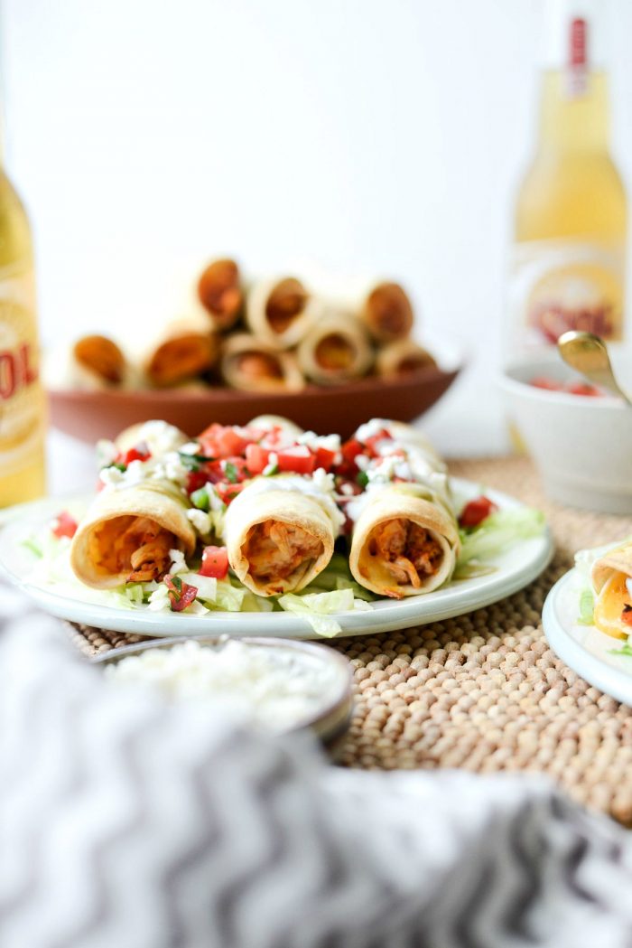 Air Fryer Salsa Chicken Taquitos l SimplyScratch.com #chicken #salsa #airfryer #recipe #toquitos #airfried #easy #dinner