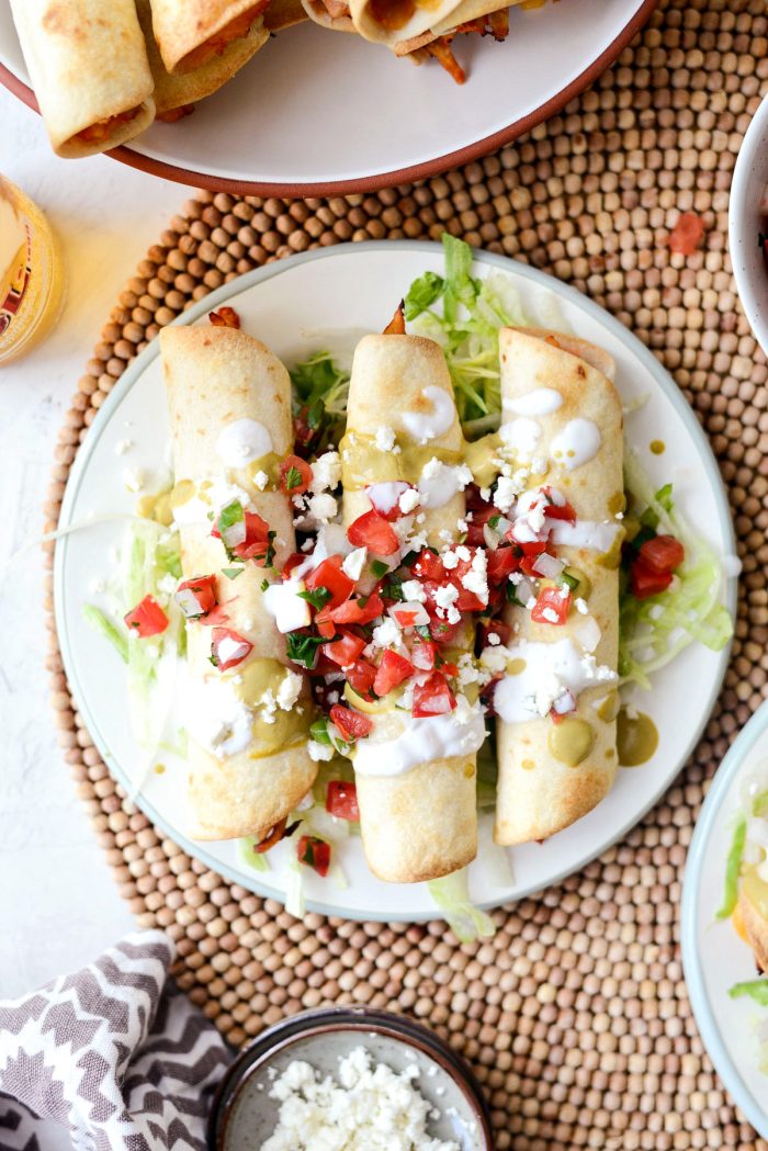 Air Fryer Salsa Chicken Taquitos l SimplyScratch.com #chicken #salsa #airfryer #recipe #toquitos #airfried #easy #dinner