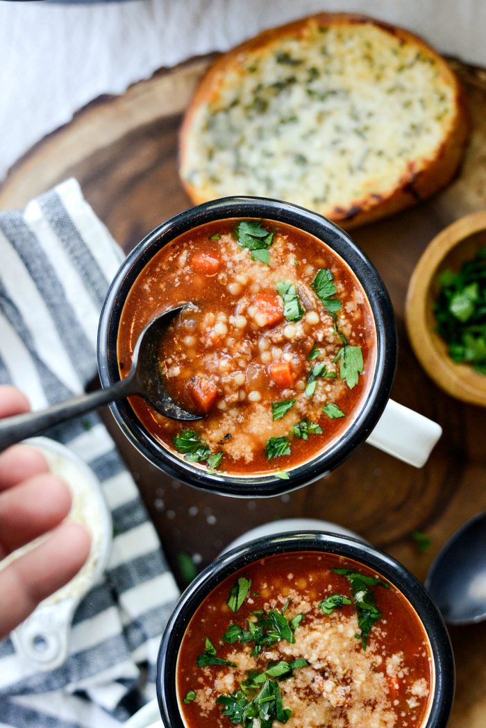 Beef Ancini de Pepe Soup l SimplyScratch.com #beef #ancinidepepe #pasta #soup #easy #tomato #simplyscratch