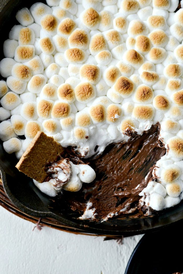 Skillet S'mores Dip l SimplyScratch.com #smores #dip #lazy #dessert #skillet