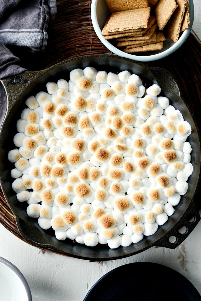 Skillet S'mores Dip l SimplyScratch.com #smores #dip #lazy #dessert #skillet