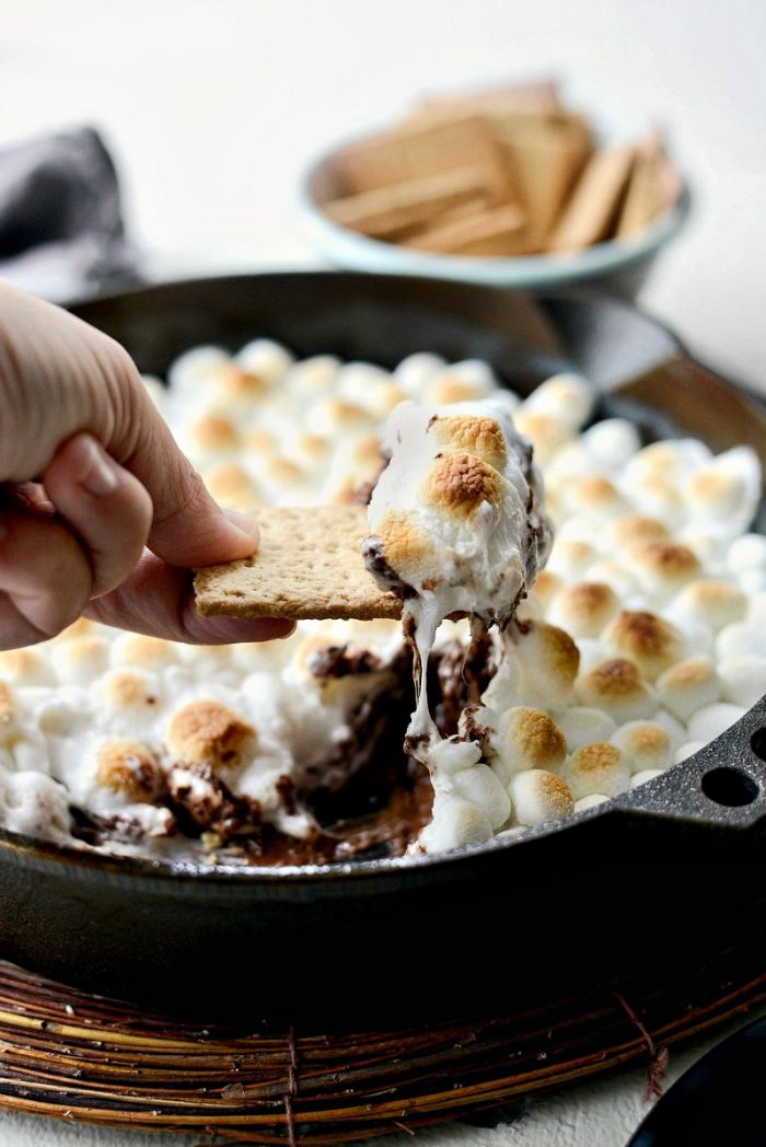 Skillet S'mores Dip l SimplyScratch.com #smores #dip #lazy #dessert #skillet