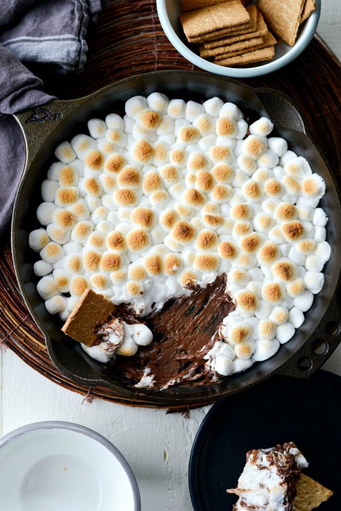 Skillet S'mores Dip l SimplyScratch.com #smores #dip #lazy #dessert #skillet