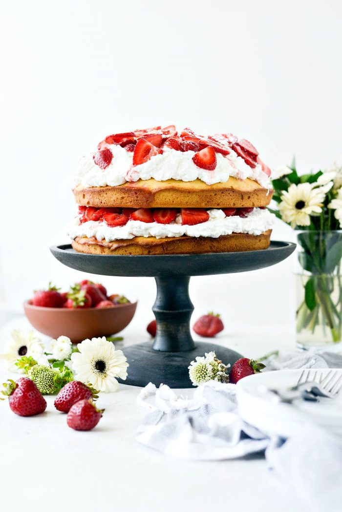 Strawberry Shortcake Cake l SimplyScratch.com #strawberry #shortcake #cake #poundcake #summer #dessert #homemade #fromscratch