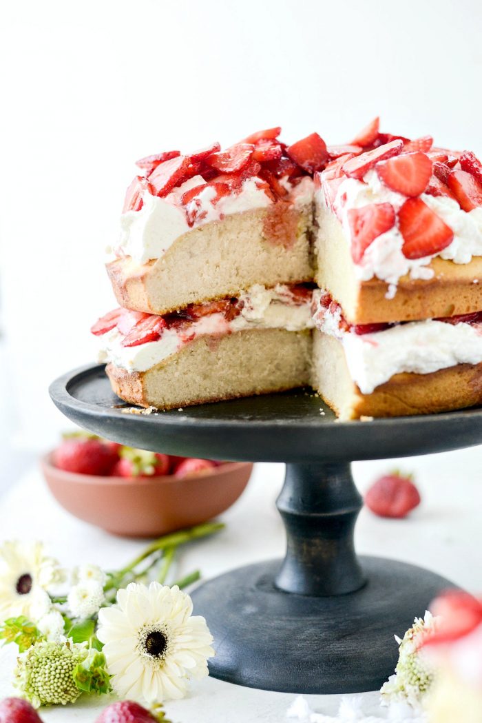 Strawberry Shortcake Cake l SimplyScratch.com #strawberry #shortcake #cake #poundcake #summer #dessert #homemade #fromscratch