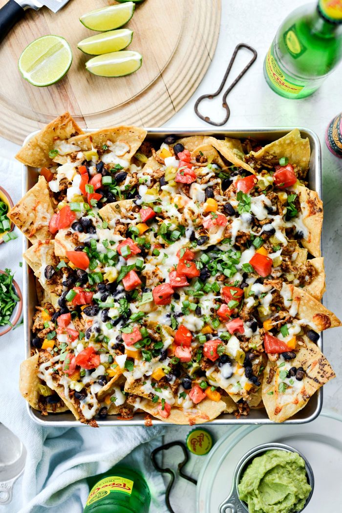 Deep Dish Black Bean Chicken Chorizo Nachos l SimplyScratch.com #blackbean #chicken #chorizo #nachos #easy #gameday #recipe #simplyscratch