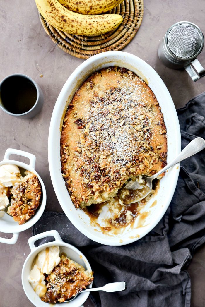 Maple Bourbon Banana Pudding Cake l SimplyScratch.com #baking #dessert #puddingcake #homemade #fromscratch #simplyscratch #bourbon #maple #banana #cake