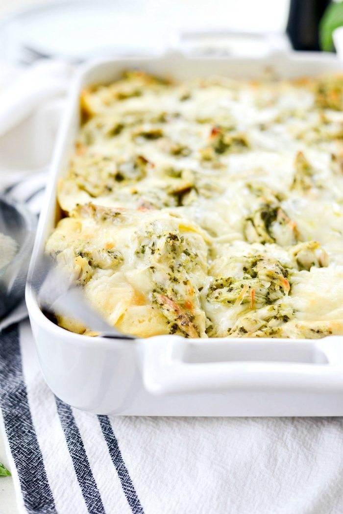 Pesto Chicken Ravioli Lasagna l SimplyScratch.com #chicken #pesto #ravioli #lasagna #dinner #easy