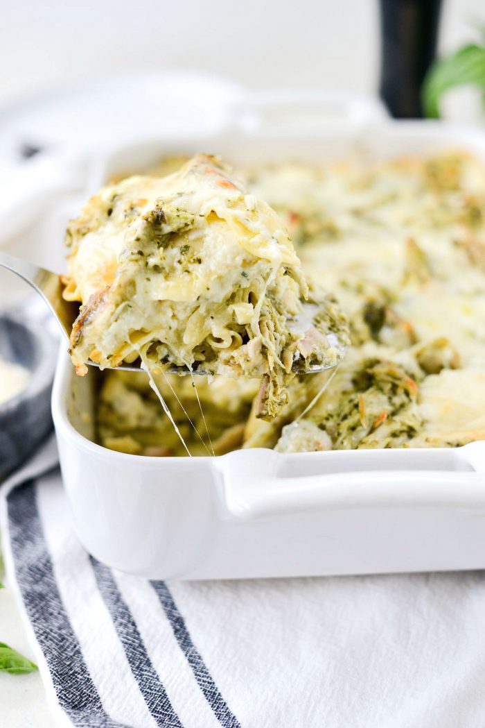 Pesto Chicken Ravioli Lasagna l SimplyScratch.com #chicken #pesto #ravioli #lasagna #dinner #easy 