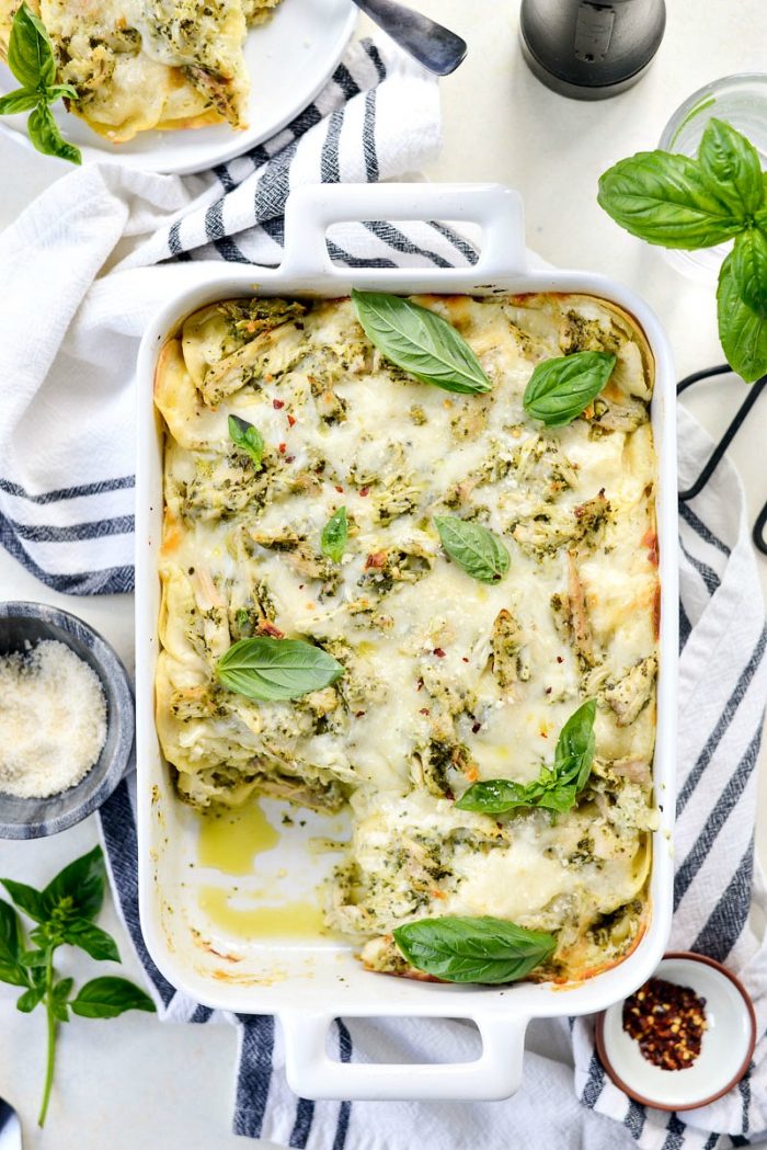 Pesto Chicken Ravioli Lasagna l SimplyScratch.com #chicken #pesto #ravioli #lasagna #dinner #easy