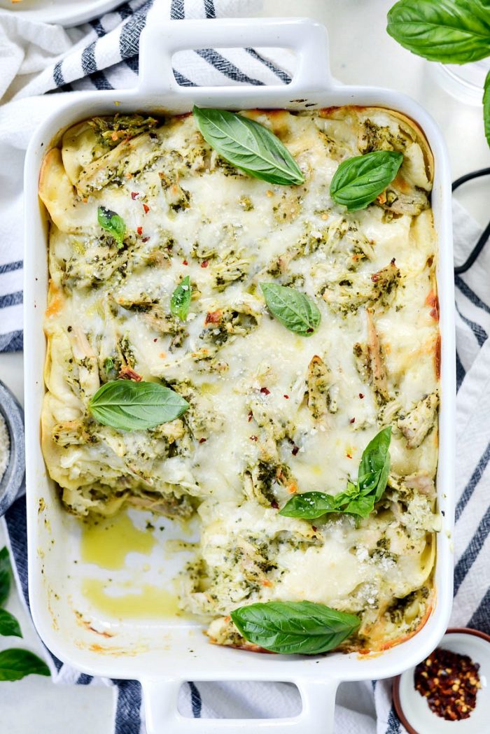 Pesto Chicken Ravioli Lasagna l SimplyScratch.com #chicken #pesto #ravioli #lasagna #dinner #easy 