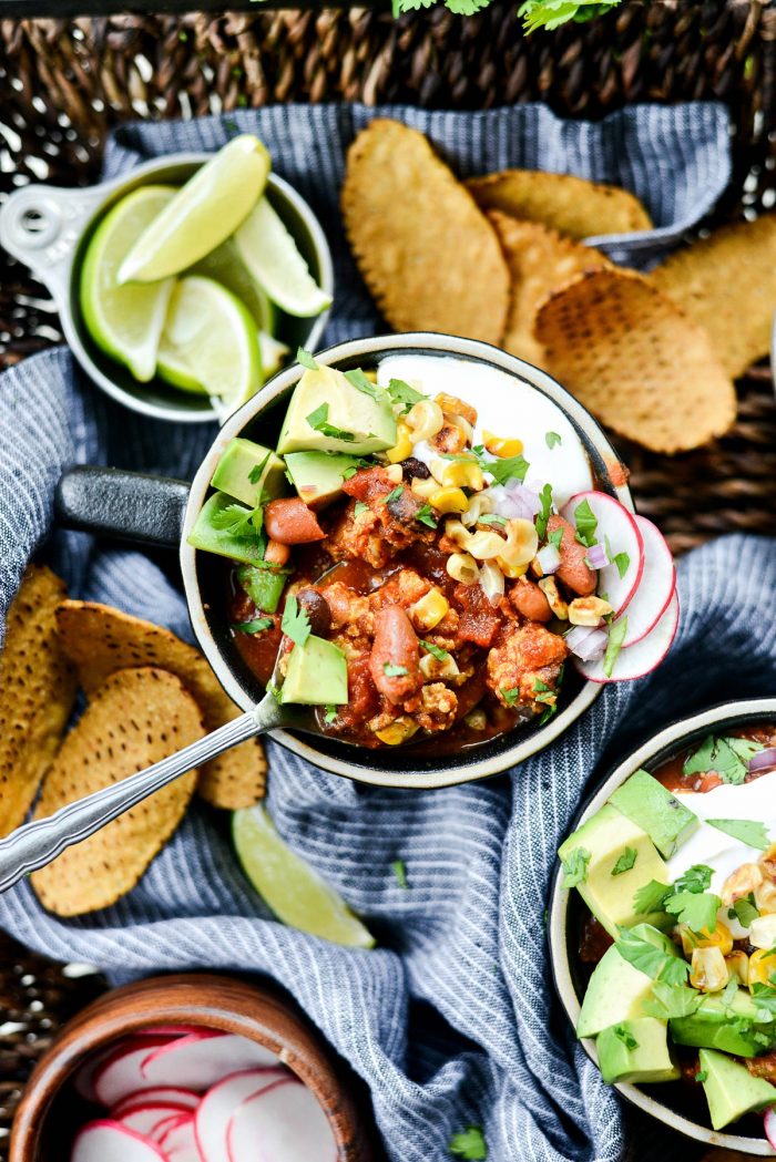 Southwest Three Bean Chicken Chili l SimplyScratch.com #southwest #chicken #chili #beans #lowfat #healthy #easy #simplyscratch