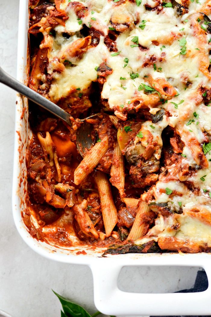 Three Cheese Vegetable Mostaccioli l SimplyScratch.com #vegetable #mostaccioli #pasta #bakedpasta #vegetarian #simplyscratch #homemade