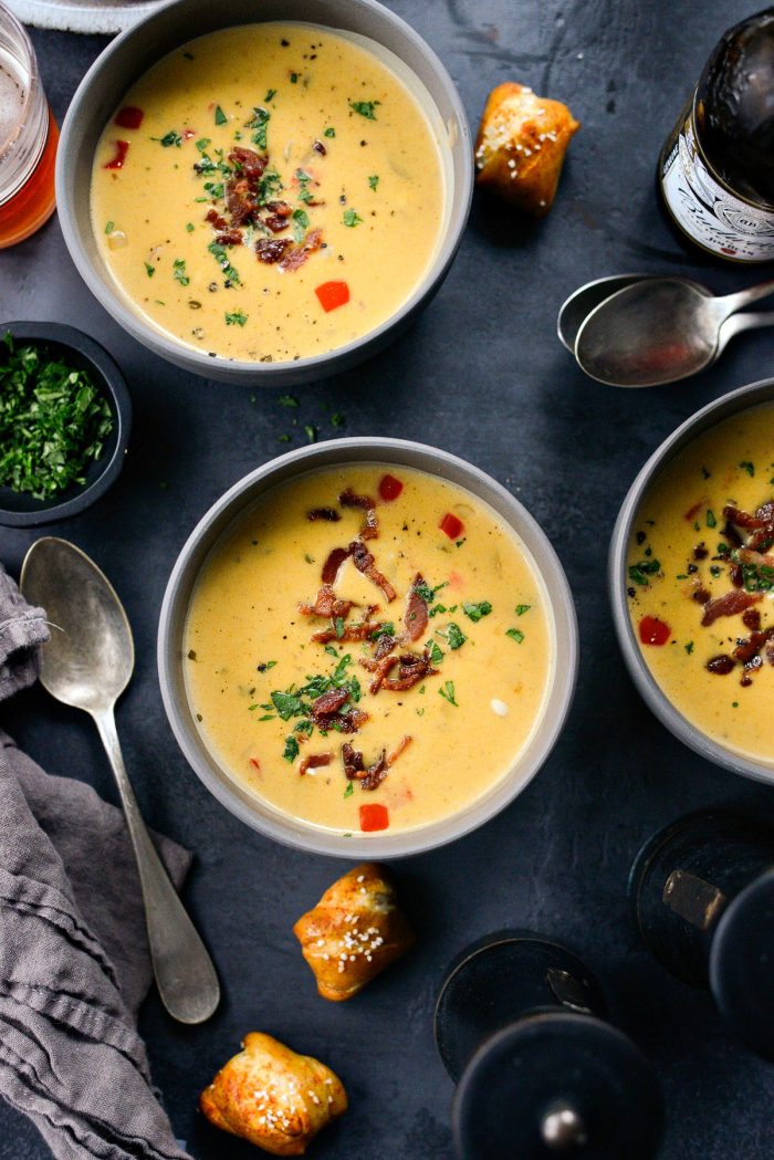 Pumpkin Beer Cheese Soup l SimplyScratch.com #pumpkin #beer #cheddar #cheese #soup #fall #recipe #onepot #easydinner #dinner