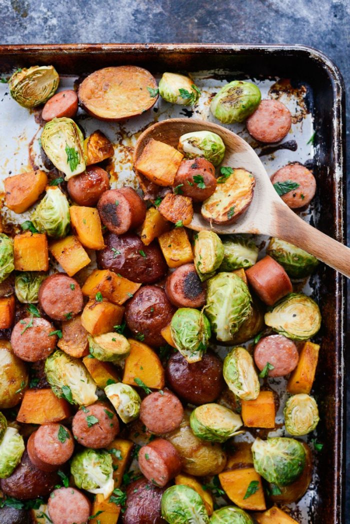 Smoked Sausage And Vegetable Sheet Pan Dinner Simply Scratch,Slow Cooker Boston Butt Pork Roast