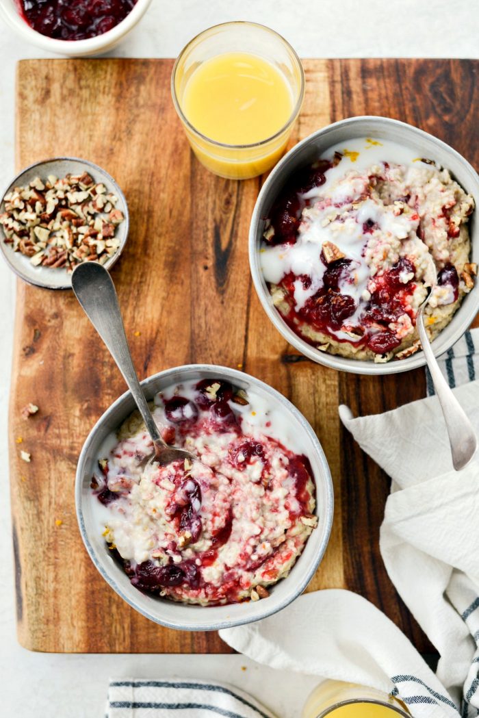 Cranberry Orange Steel Cut Oats l SimplyScratch.com l SimplyScratch.com #breakfast #leftovers #steelcut #oats #recipe #cranberry #orange #leftovercranberryrelish