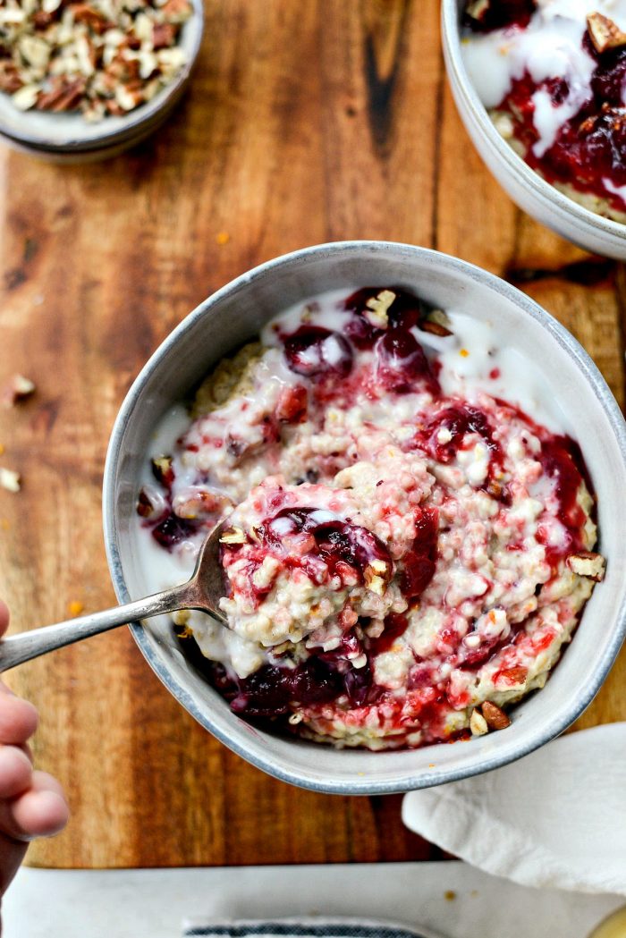 Cranberry Orange Steel Cut Oats l SimplyScratch.com l SimplyScratch.com #breakfast #leftovers #steelcut #oats #recipe #cranberry #orange #leftovercranberryrelish