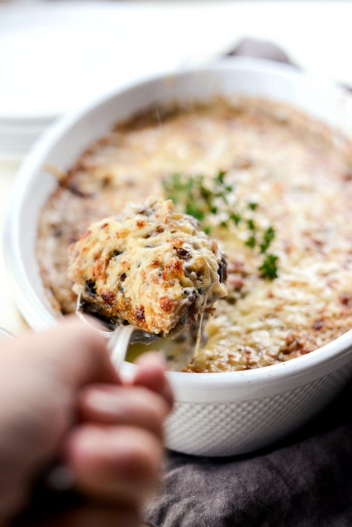 Mushroom Wild Rice Casserole l SimplyScratch.com #easy #homemade #mushroom #wildrice #casserole #nocannedsoup #fromscratch #thanksgiving #holiday #recipe