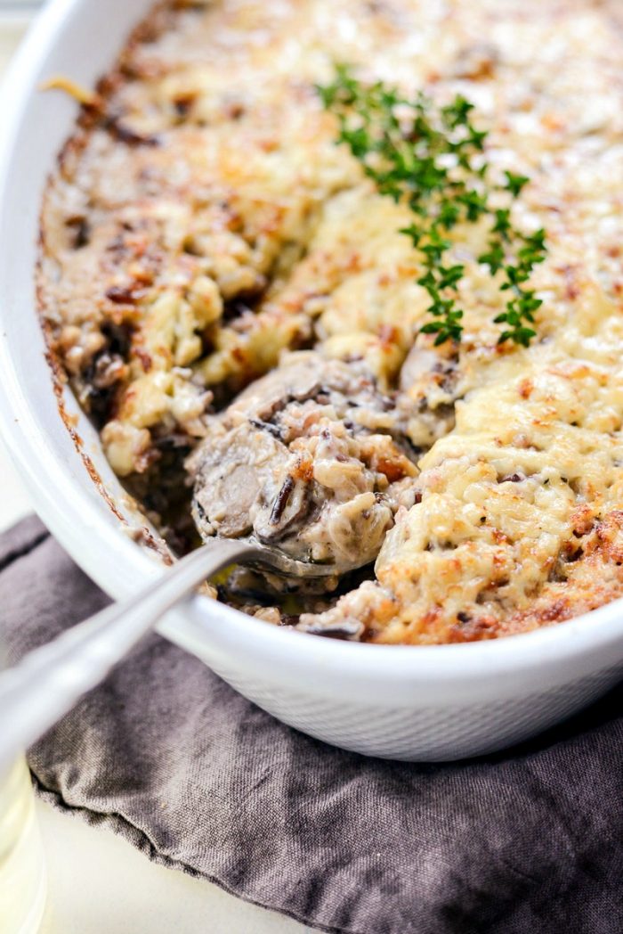 Mushroom Wild Rice Casserole l SimplyScratch.com #easy #homemade #mushroom #wildrice #casserole #nocannedsoup #fromscratch #thanksgiving #holiday #recipe