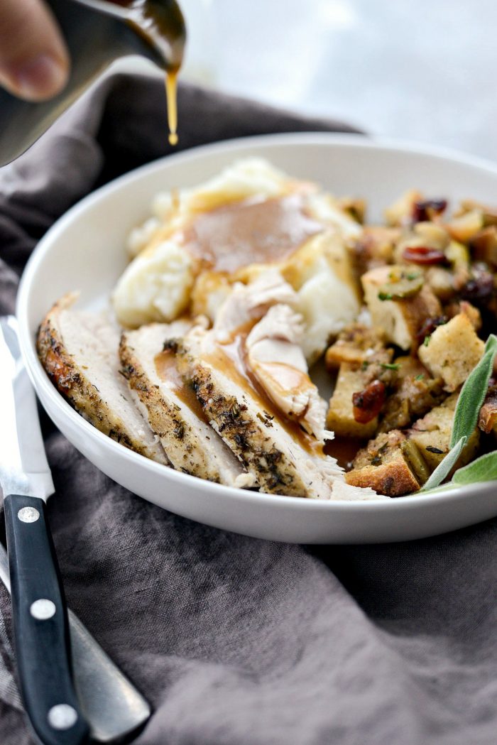 Slow Cooker Turkey Breast l SimplyScratch.com #turkey #slowcooker #thanksgiving #recipe #gravy #turkeybreast #holiday