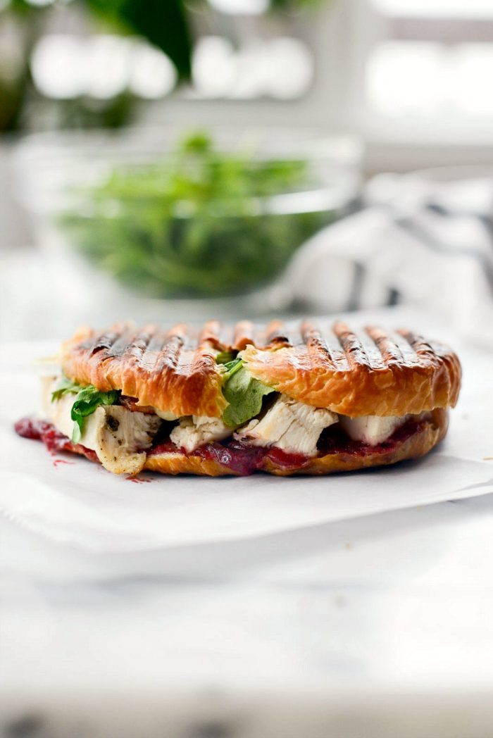 Turkey Cranberry Croissant Panini l SimplyScratch.com #leftover #turkey #recipe #sandwich #panini #cranberry #bacon #thanksgiving #thanksgivinglefoterrecipes