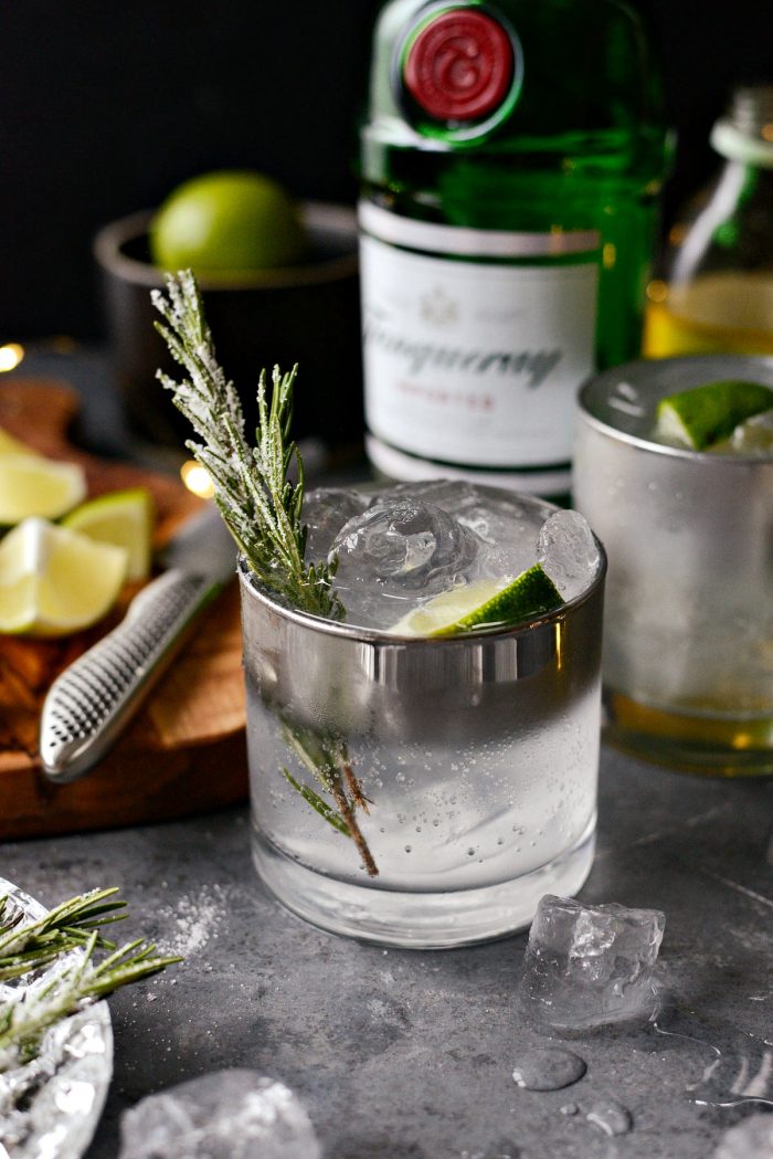 Classic Gin and Tonic l SimplyScratch.com #gin #tonic #lime #sugared #rosemary #adult #beverage #alcoholic #drink #holiday