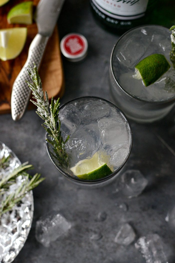Classic Gin and Tonic l SimplyScratch.com #gin #tonic #lime #sugared #rosemary #adult #beverage #alcoholic #drink #holiday