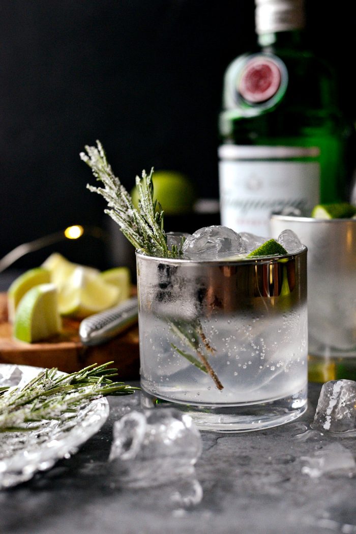 Classic Gin and Tonic l SimplyScratch.com #gin #tonic #lime #sugared #rosemary #adult #beverage #alcoholic #drink #holiday
