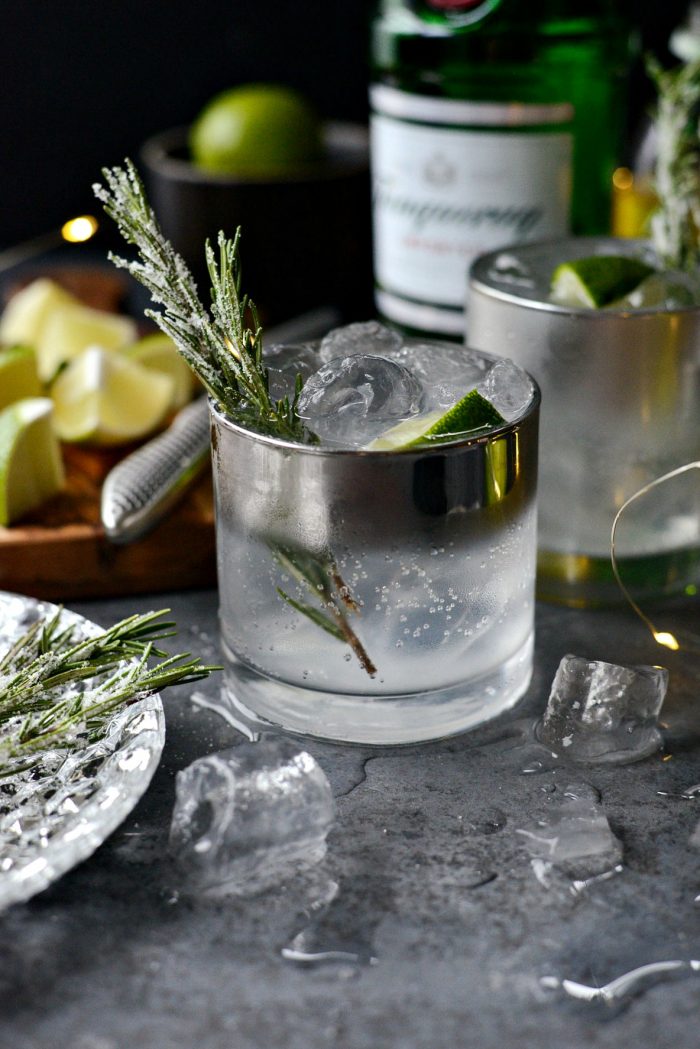 Classic Gin and Tonic l SimplyScratch.com #gin #tonic #lime #sugared #rosemary #adult #beverage #alcoholic #drink #holiday