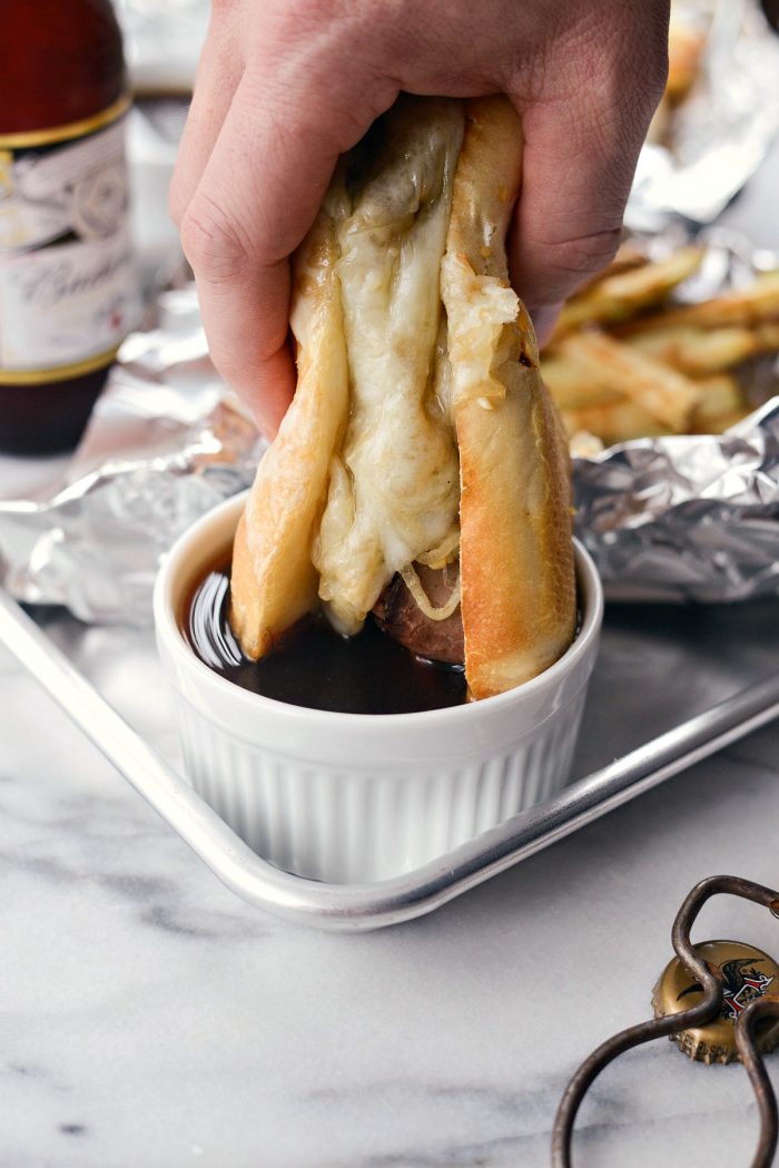 Easy French Dip Sandwiches l SimplyScratch.com #beef #frenchdip #sandwich #quick #easy #gameday #partyfood