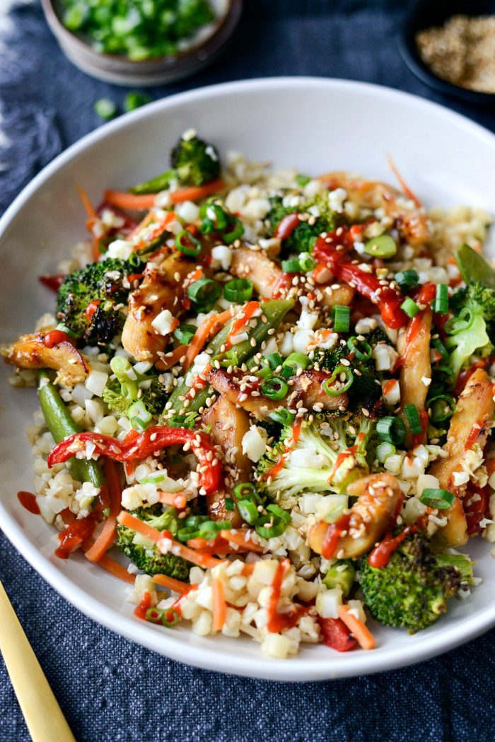 Sheet Pan Teriyaki Chicken and Cauliflower Rice l SimplyScratch.com #sheetpan #dinner #chicken #easyrecipe #teriyaki #cauliflowerrice #healthy